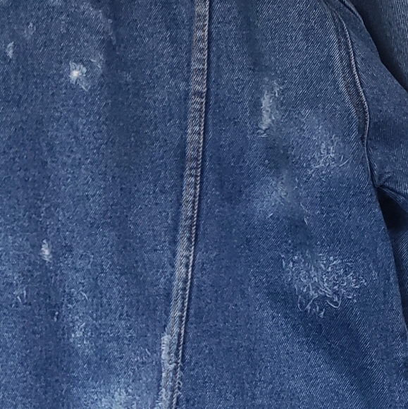 BILL BLASS Vintage Distressed Denim Jean Jacket Large. - Picture 4 of 5